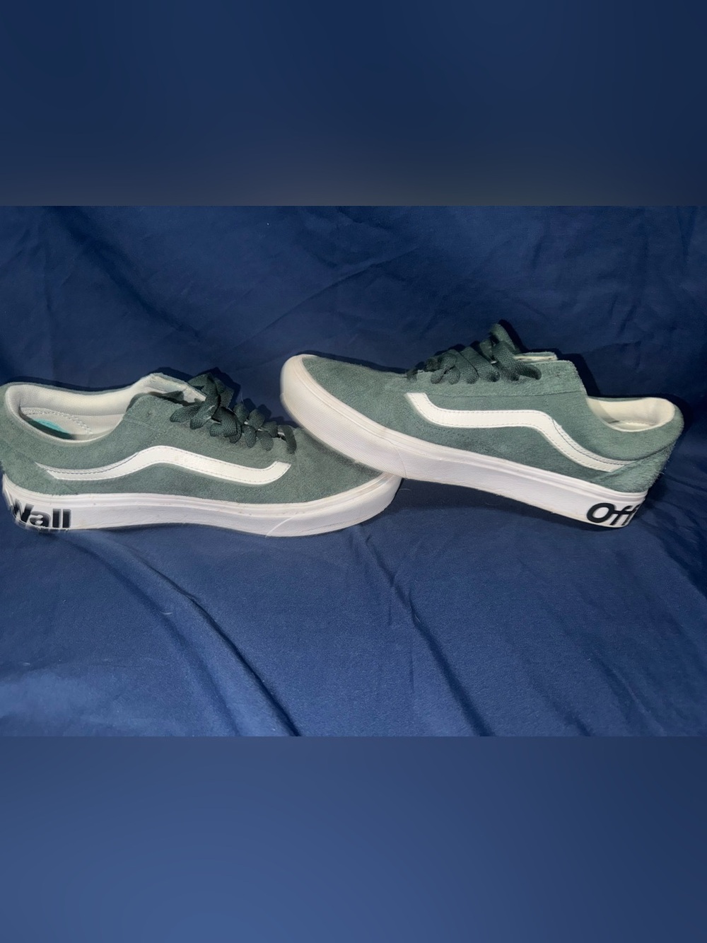 Vans Green Suede Old Skool Sneakers with White Side Stripe